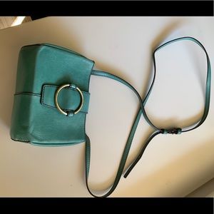 Hobo- crossbody bag- teal/ turquoise leather- EUC